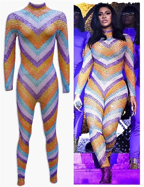 Cardi B Stage-Worn Catsuit -- Stunning Hand-Beaded Catsuit Custom Made by Designer Yousef Al-Jasmi